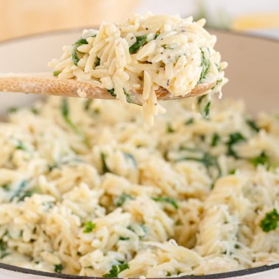 Spinach Orzo Pasta with Parmesan