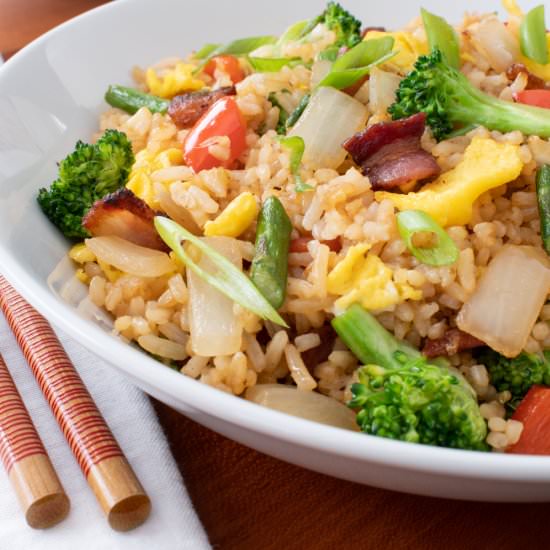 Vegetable Fried Rice with Bacon
