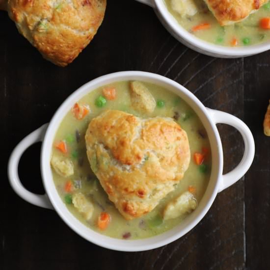 Golden Chicken Soup with Biscuits