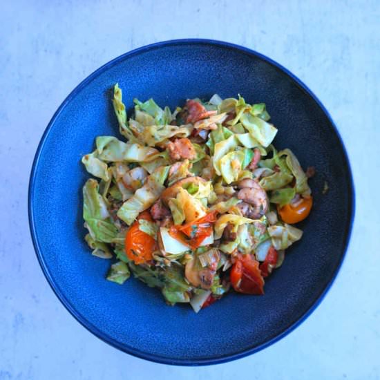 cabbage with bacon and mushrooms