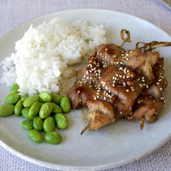 Yakitori style duck skewers
