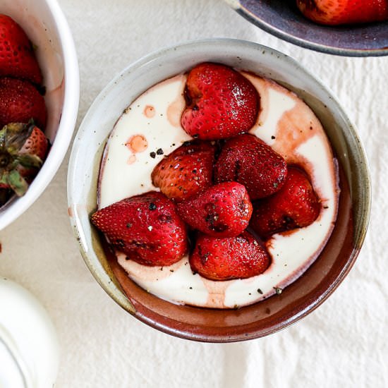 Grilled Strawberries and Cream