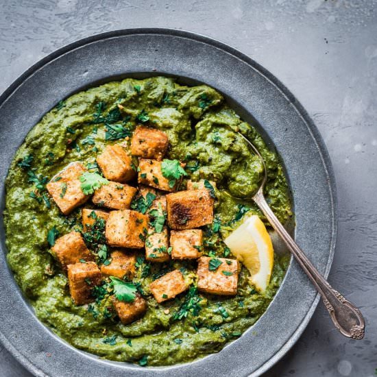 Vegan Palak Paneer with Tofu