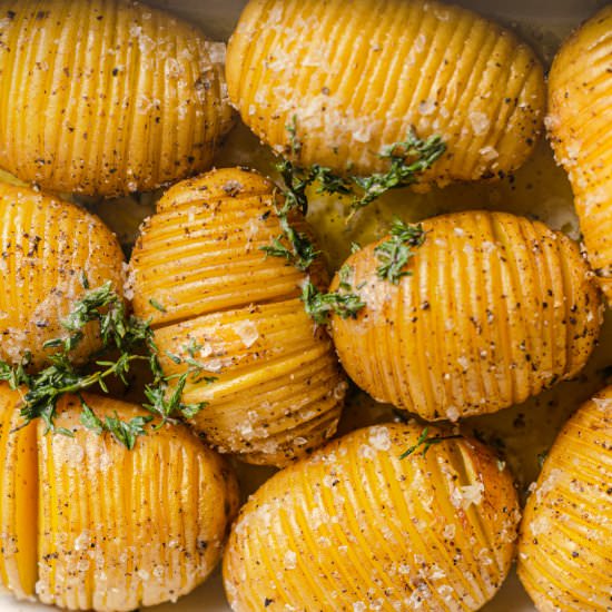 Hasselback Potatoes & Thyme Butter