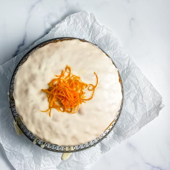 yellow cake with tangerine glaze