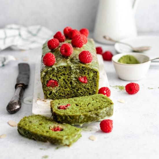 Matcha and Raspberry Loaf Cake