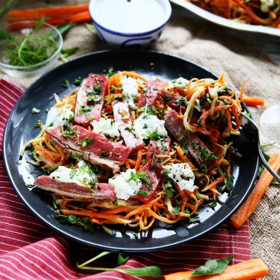 Vegetable Pasta w/ Mozzarela&Steak