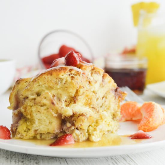 Strawberry Cinnamon Roll Casserole