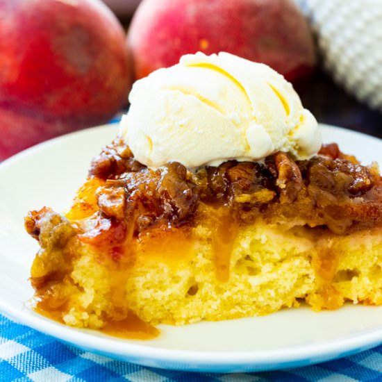 Peach Praline Upside Down Cake