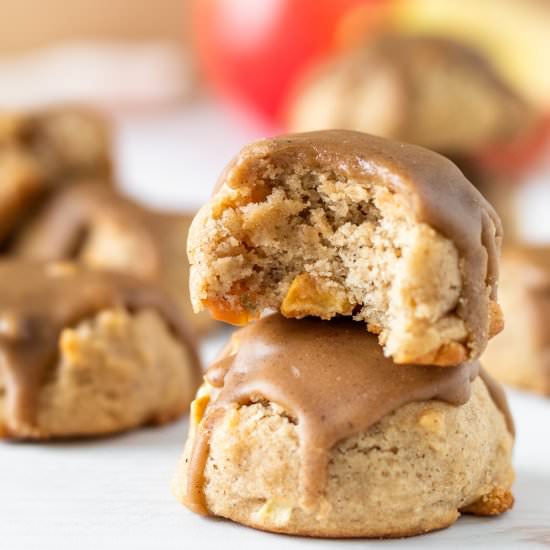 caramel iced soft apple cookies