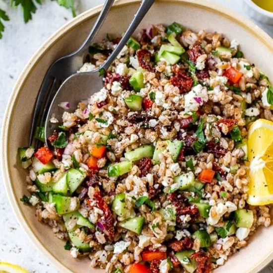 Farro Salad Feta, Cucumber Tomatoes
