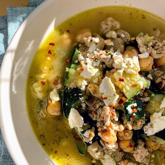 Mediterranean Chicken Zucchini Soup