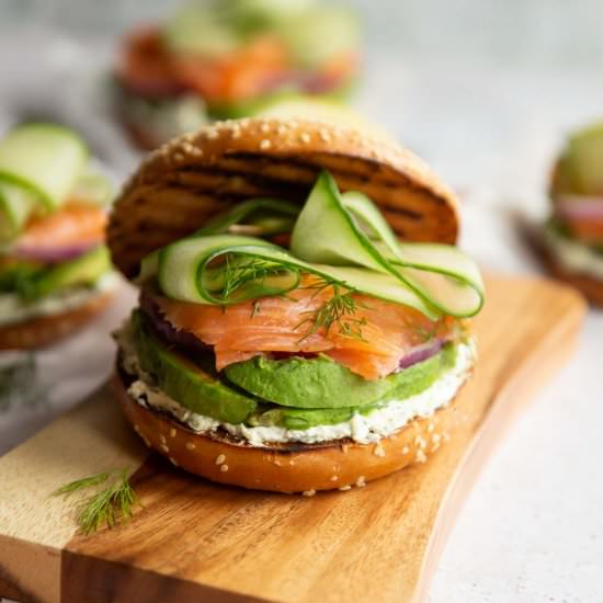Smoked Salmon Bagel Sandwich