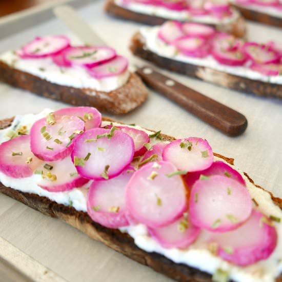 Roasted Radish & Herb Ricotta Toast