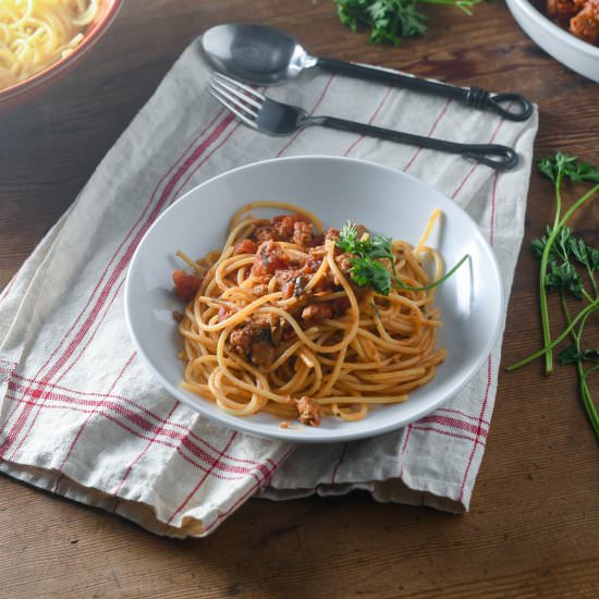 Vegan Gluten Free Spaghetti Ragu