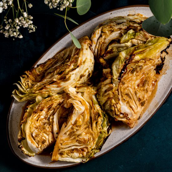 Roasted Cabbage with Miso Caramel
