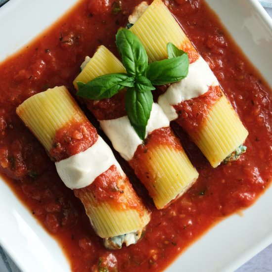 Vegan Spinach & Ricotta Cannelloni