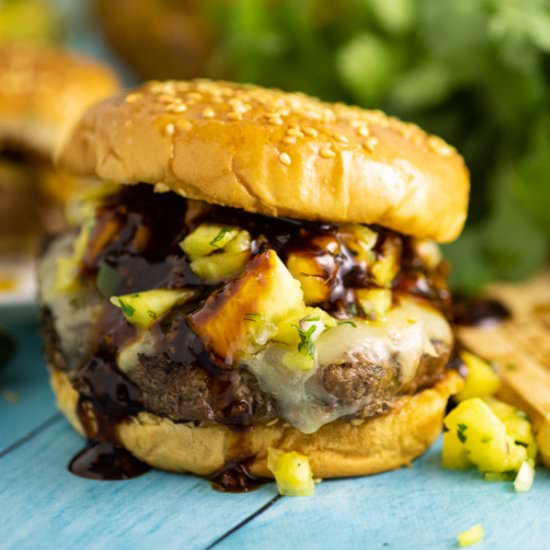 Bourbon Teriyaki Hawaiian Burgers