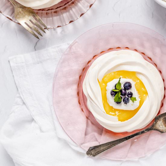 Lemon Curd Pavlovas