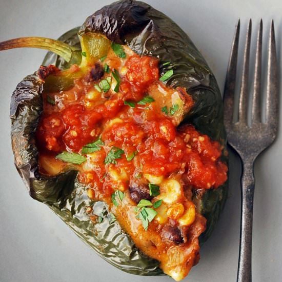 Vegetarian Stuffed Poblano Peppers