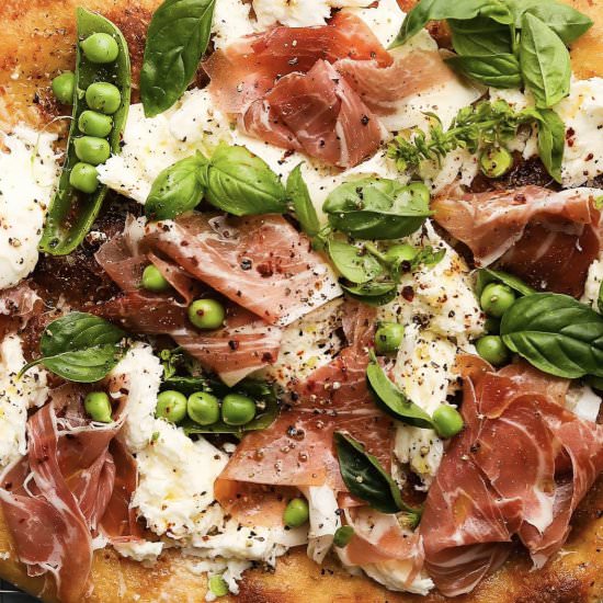Mozzarella Pea & Prosciutto Pizza