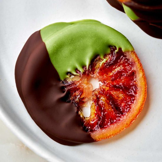 Matcha Dipped Candied Oranges