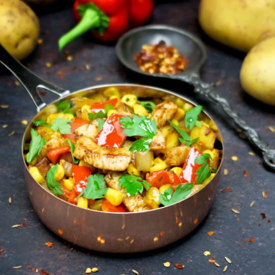 Spicy potato and turkey skillet
