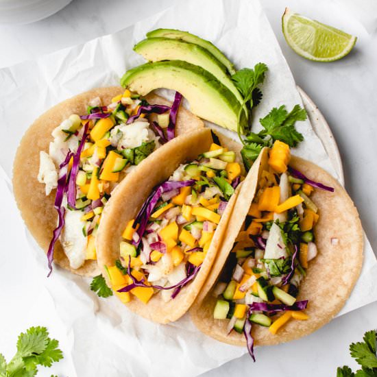 Fish Tacos with Mango Salsa