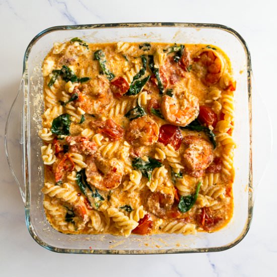 Baked Feta Pasta with Shrimp