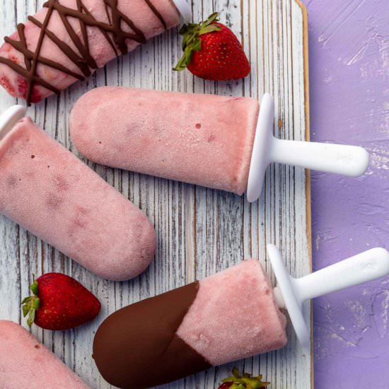 Strawberry Ice Cream Popsicles