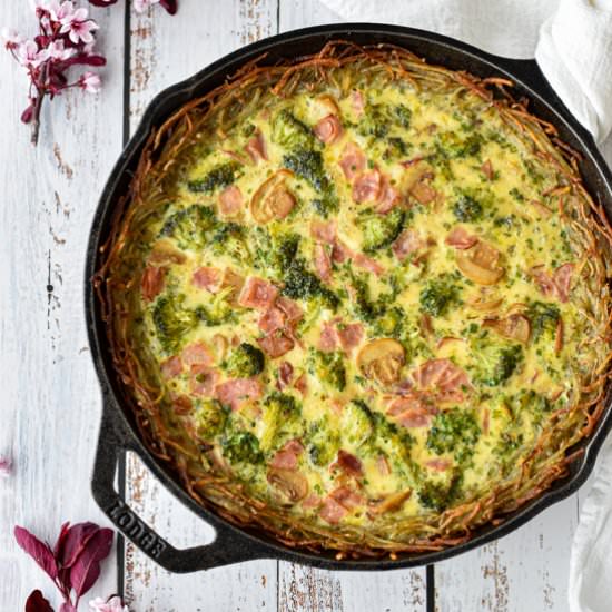 Quiche with Hash Brown Crust