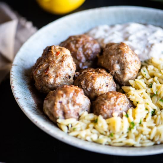 Lamb Meatballs with Lemon Orzo