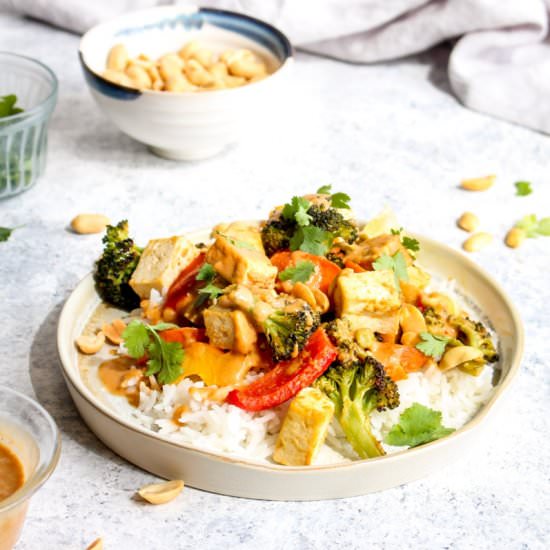 Sheet Pan Peanut Sauce Tofu