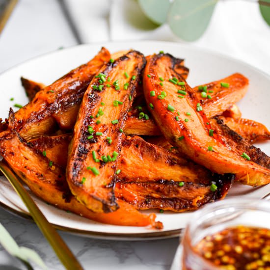 Hot Honey Butter Sweet Potatoes