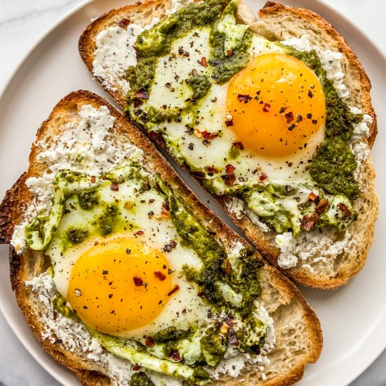 Pesto Eggs on Toast