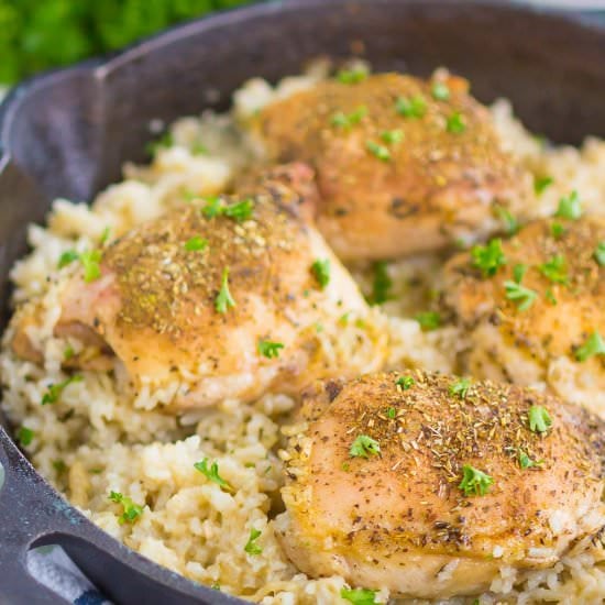 One Pan Chicken & Garlic Parm Rice