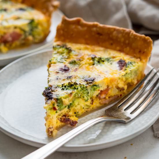 Cheesy Bacon Broccoli Quiche