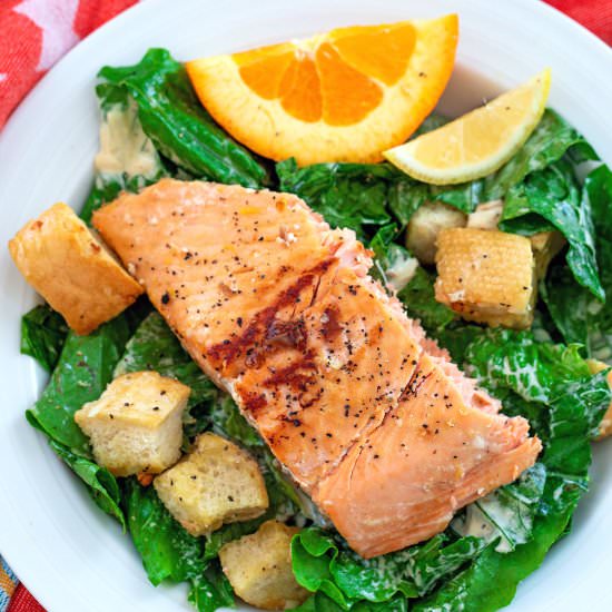 Caesar Salad with Citrus Salmon