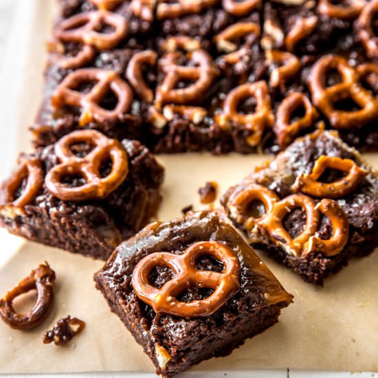 Salted Caramel Pretzel Brownies