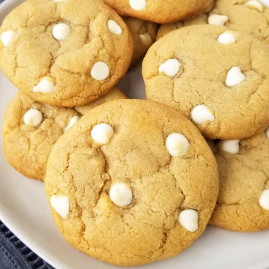 brown butter white choc cookies