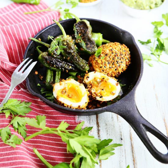 Dukkah Eggs with Blistered Pimiento