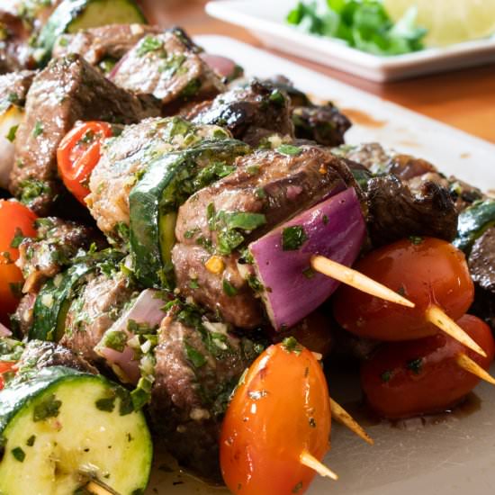 Steak Kebabs with Chimichurri