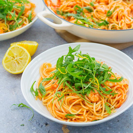 Easy Prawn and Rocket Spaghetti