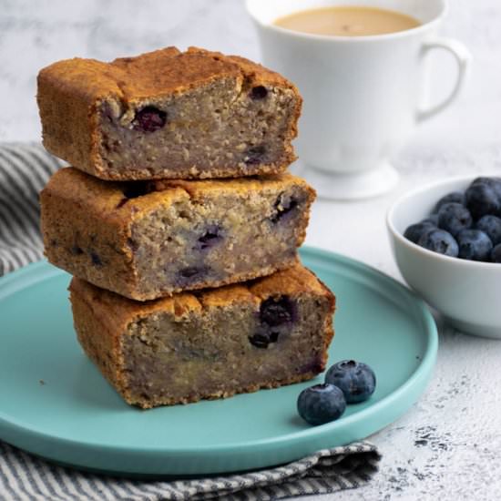 Banana cake with blueberries
