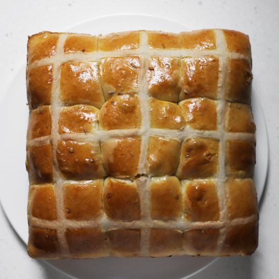 cheesy caraway hot cross buns