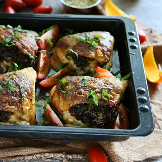 Roasted Stuffed Chicken Thighs
