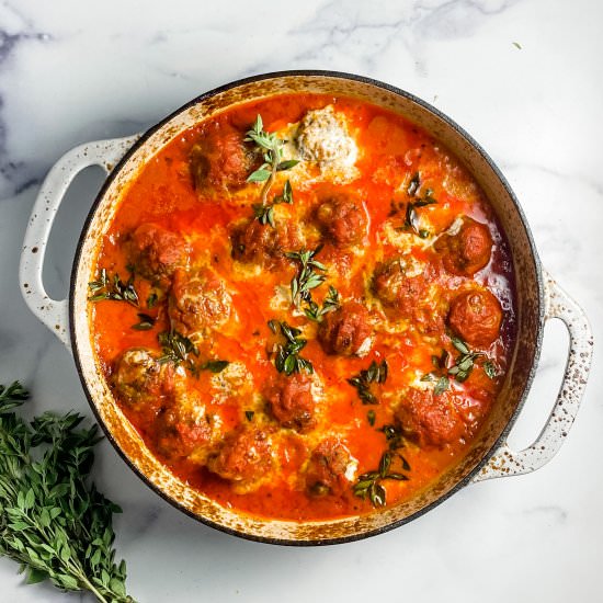cheesy baked meatballs