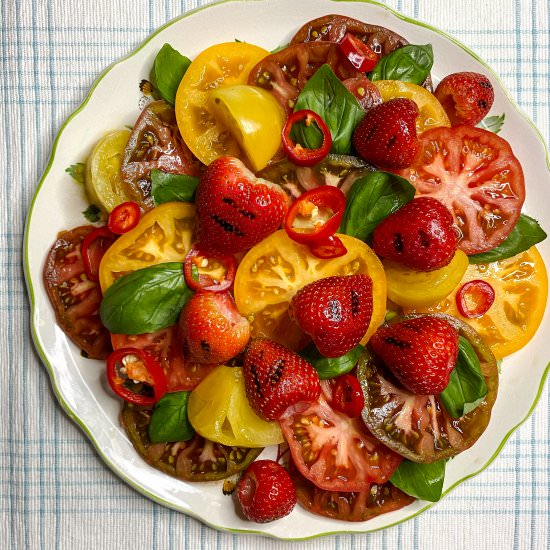 Grilled Strawberry and Tomato Salad
