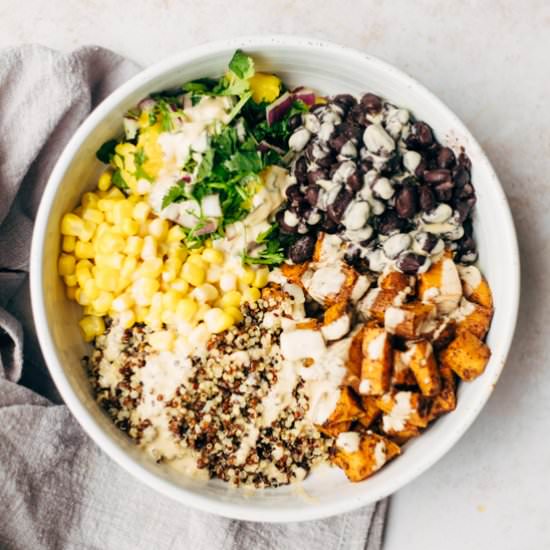 Roasted sweet potato and black bean