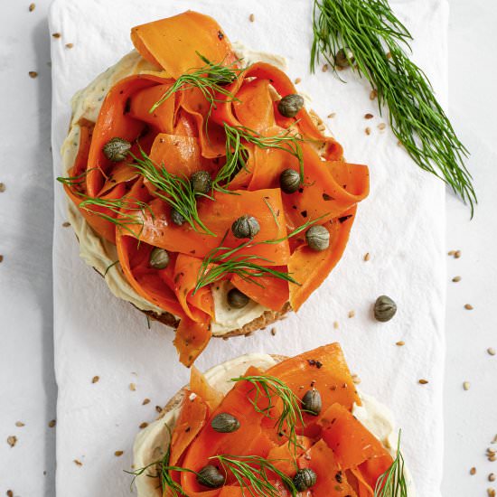 Smoky Carrot Lox Breakfast Bagel